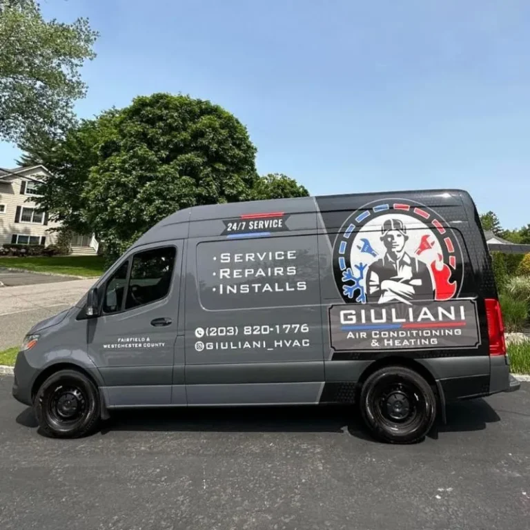 Giuliani Air Conditioning & Heating Work Van close up