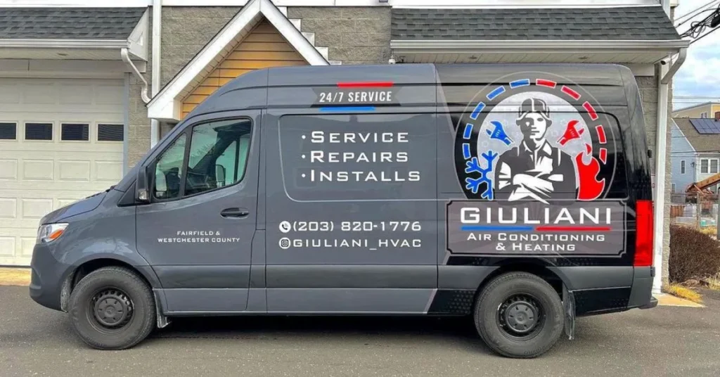 Giuliani Air Conditioning & Heating work van wrapped with company logo